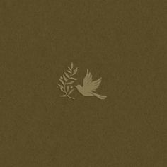 a bird flying next to a plant on a brown background