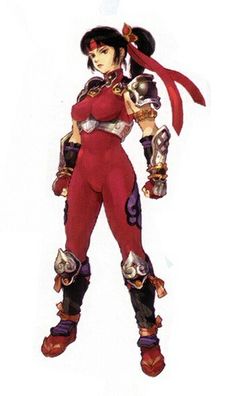 a woman in red is standing with her hands on her hips and holding a baseball glove