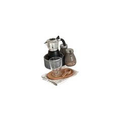 an assortment of kitchen appliances including coffee maker, blender and utensils