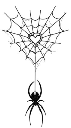 a spider is hanging on the web with it's legs spread out to form a heart