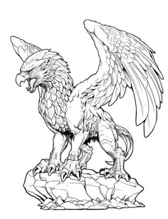 a drawing of an eagle sitting on top of a rock