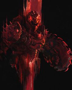 Doom Hell Knight, Mark Of The Doom Slayer, Doom Eternal Red Theme, Doom Eternal Slayer Wallpaper, Doom Slayer Dark Lord, Black Doom Creatures, Doom Eternal Wallpaper, Doom Hell Concept Art, Black Rage 40k Art