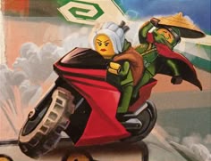 a painting of two people on a motorcycle with the caption's number 5