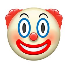 an image of a clown face with blue eyes and red nose ring on it's head
