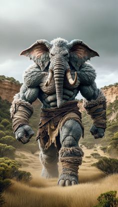 an elephant is standing in the middle of a field