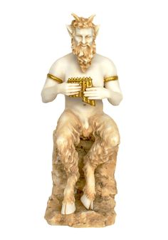 a statue of a man sitting on top of a rock with his hands clasped to his chest