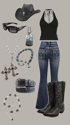 Miranda Lambert Concert Outfit, Black Western Outfit, Biker Chick Outfit, Outfit Ideas Emo, Western Photoshoot, Country Fashion, Western Outfits Women, Cowboy Outfits, Emo Outfits