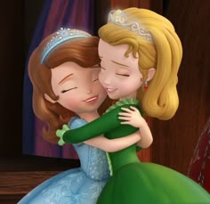 the princess and the frog are hugging each other