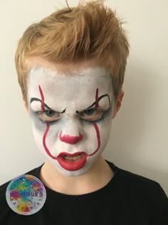 It Face Paint, Halloween Makeup For Boys, Halloween Makeup For Kids Boys, Halloween Face Makeup For Boys, Halloween Face Paint Boys, Scary Kids Face Paint, Pennywise Makeup Boy, Pennywise Makeup For Kids, Clown Makeup Boys For Kids