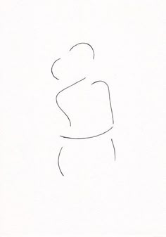a black and white drawing of a woman's torso