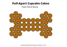 the pattern for pull - apart cupcake cakes is shown in brown and white colors