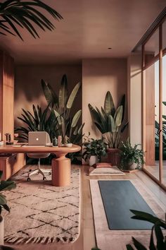 In this week's blog I explore how to decorate a calming and functional yoga space at home that reflects your personal style and meets your needs 🌱🧘‍♂️🪴 Cozy Home Yoga Room, Office With Yoga Space, Yoga And Office Room, Home Office With Yoga Space, Yoga Studio Office, Home Yoga Studio Aesthetic, Zen Office Space Meditation Rooms, Home Office And Yoga Space, Yoga Place At Home
