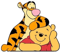 winnie the pooh and tigger sitting next to each other