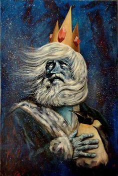 a painting of an old man with a crown on his head