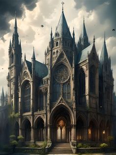 A mesmerizing AI-generated enchanted gothic cathedral, standing tall with towering spires, intricate stained-glass windows, and an eerie, mystical glow. Dark clouds swirl above, while faint golden light seeps through the grand arches, hinting at forgotten magic within. A perfect blend of dark fantasy, gothic architecture, and ethereal mystery, ideal for lovers of hauntingly beautiful landscapes and fantasy world-building. #GothicCathedral #DarkFantasy #MysticalArchitecture #EerieAesthetic