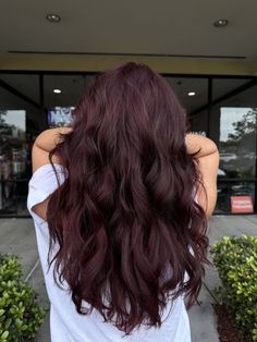 Wine Red Hair Dark, Deep Red Hair Inspo, Hair Dye Cherry Brown, Plum Undertone Hair, Red Blackish Hair, Cranberry Brunette Hair, Aubergine Color Hair, Red Dark Brown, Maroon Brown Hair Color