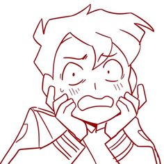 a drawing of a man holding his hands to his face and looking at the camera