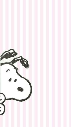 a drawing of a dog's head on a pink striped background with the word snoopy written below it