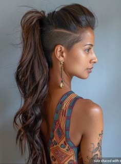 Undercut Hairstyles Long Hair, Long Hair With Shaved Side For Women, Long Hair With One Side Shaved, Mohawk Hairstyle Women, Undercut With Long Hair, Undercut Updos, Long Hair With Undercut For Women, Undercut On Long Hair, Undercut Hairstyles Women Long Hair