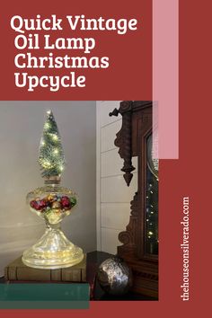 Vintage Oil Lamps Collection, Vintage Oil Lamp Base, Vintage Oil Lamp With Red Base, Painted Kids Chairs, Vintage P&a Oil Lamps, Glass Candelabra, Vintage Crock, Antique Oil Lamps, Old Fashioned Christmas