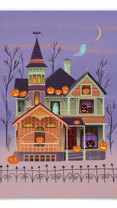 a halloween house with pumpkins on it and the words 8 days written in front