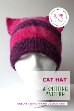 a knitted cat hat on top of a white mannequin's head