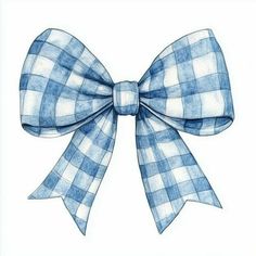 a drawing of a blue and white bow