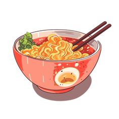 a bowl of ramen with chopsticks in it