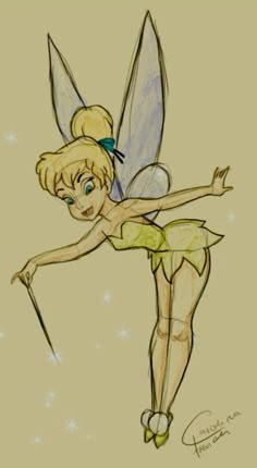 a drawing of tinkerbell from the movie tinkerbell with her legs spread out