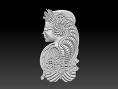 a woman's head with an intricate design on it