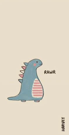 a drawing of a dinosaur with the words raw on it's chest and back