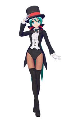 a woman dressed in black and white with a top hat