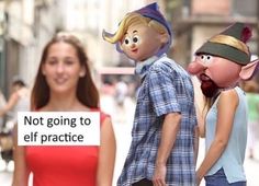 three people are walking down the street, one has a sign that says not going to self practice