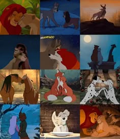 many different pictures of the same character from disney's animated film, lady and the tramp