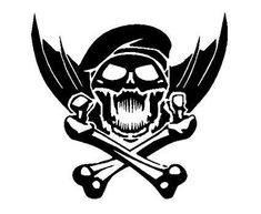 a pirate skull with two crossed swords on it's head and crossbones