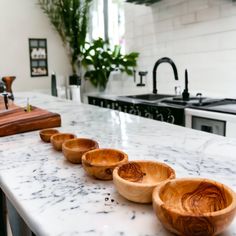 Set of 6 handmade olive wood bowls - serving bowl - modern bowl - kitchen bowl