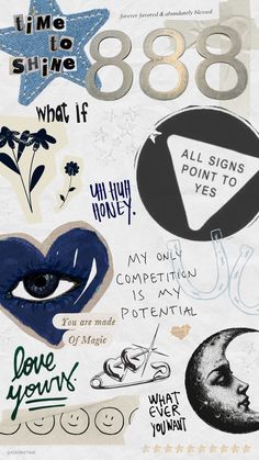 an assortment of stickers and decals on a piece of paper that says, time to shine what if