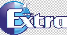 the logo for wrigley's extra cleaning products, which is blue and white