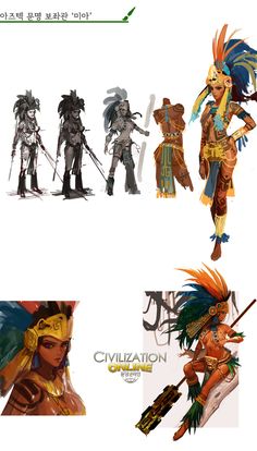 the concept art for an animated video game, which is based on native americans and indians