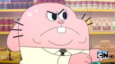 a cartoon character in a store with his hand on his hip and looking at the camera