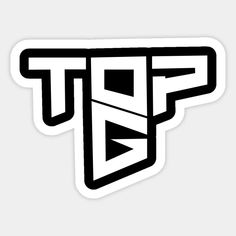 a sticker with the letter t in black and white