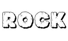 the word rock written in black and white ink