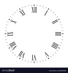 a black and white clock face with roman numerals in the center on a white background