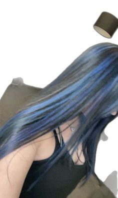Blue Skunk Stripes, Streaks Of Blue In Hair, Black And Blue Skunk Hair, Blue Skunk Highlights, Navy Blue Skunk Hair, Dark Blue Skunk Hair, Dark Blue Streaks In Black Hair, Dark Blue Hair Streaks, Skunk Hair Blue