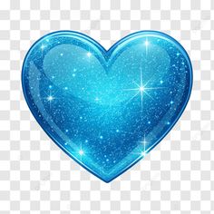 a blue heart shaped object with stars on it, transparent background png and psd