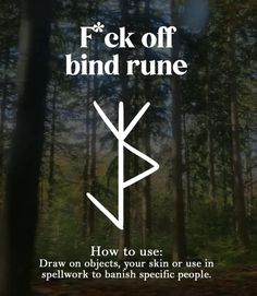 a poster with the words f k off, blind rune and how to use