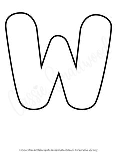 Uppercase letter W Banner letter template free printable pdf