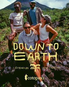 three people sitting on rocks with the words down to earth