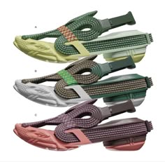 Retro Footwear Design, Creative Footwear Design Ideas, Footwear Design Ideas, Technical Lace-up Running Shoes For Outdoor, Creative Footwear Design Inspiration, Sports Footwear Design Ideas, Shoe Design Components, Paracord Shoes, Modular Shoe