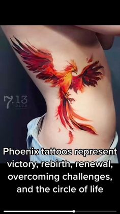 a woman's stomach with tattoos on it and the caption that says,